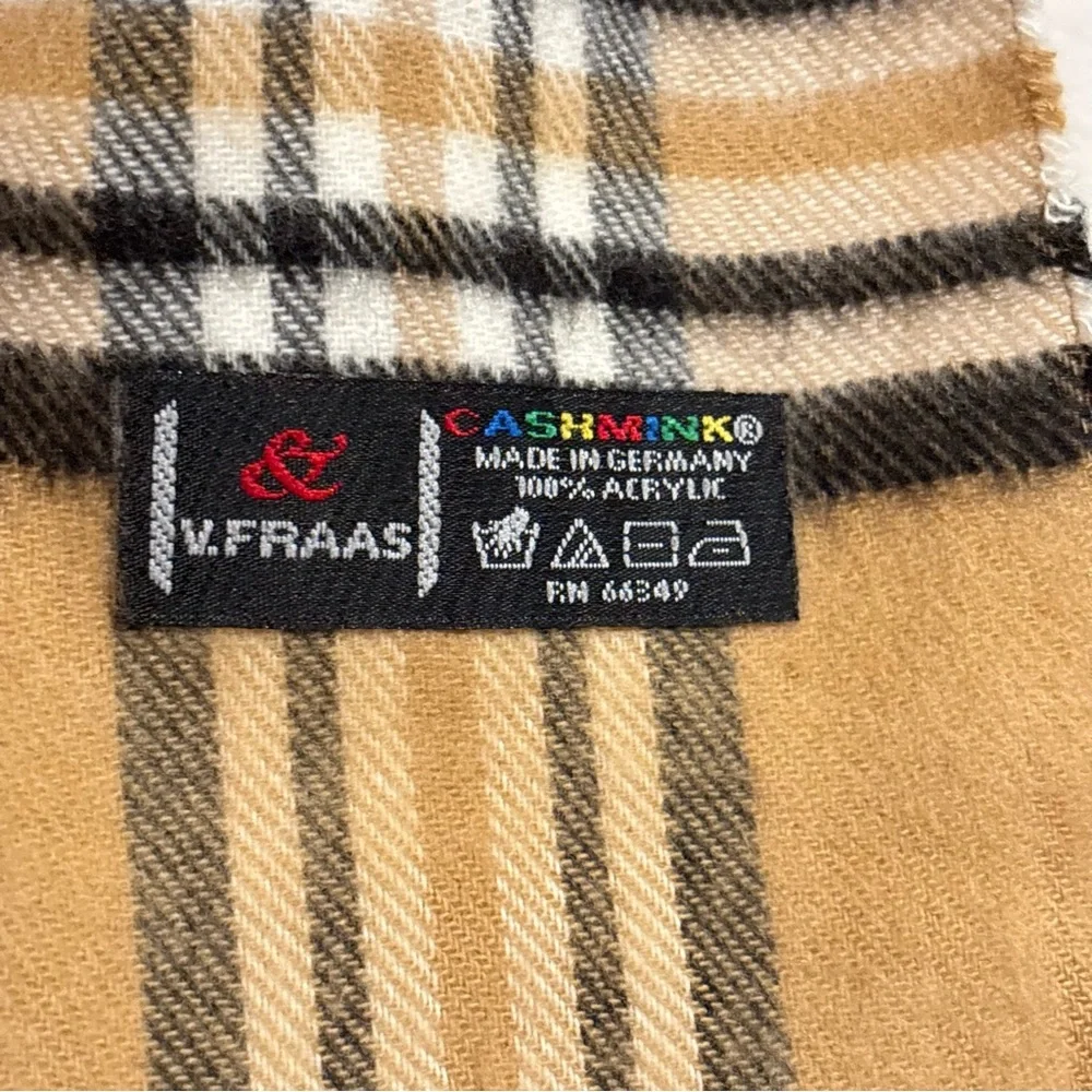 V. FRAAS Beige and Black Checkered Scarf
